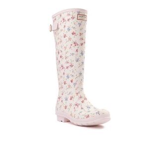 Hunter LoveShackFancy Floral Rain Boots - Cream BIG KID SIZE 5 NEW